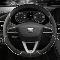 Car Steering Wheel Cover Microfiber Leather 38cm Non-Slip For Seat Tarraco Arona Ateca Ibiza Toledo Mii Leon Arosa Exeo ST FR 3