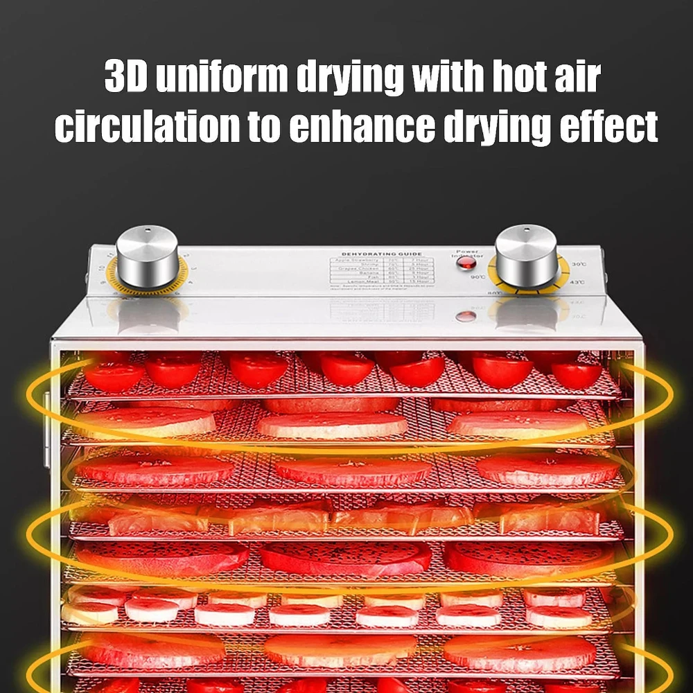 6/8/12/18 Layers Home Fruit Air Dryer Vegetable Snacks Meat Medicinal Materials Fruit Smart and Commercial Food Dryer Dehydrator 2