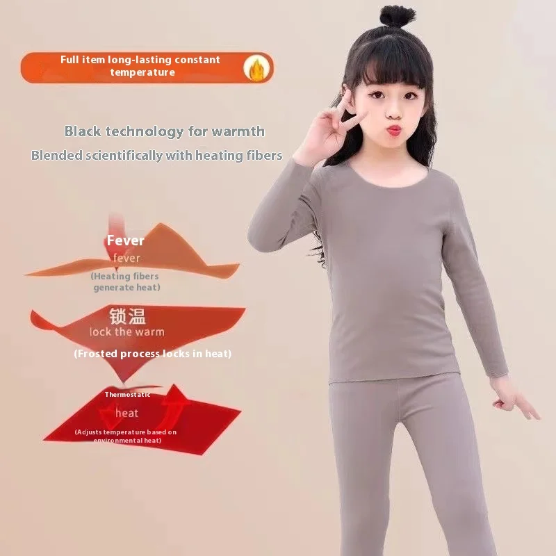 더롱 아동용 보온 속옷: 여아용 플리스 안감 긴팔 상의 및 긴 속옷 - 가을/겨울 베이스 레이어 세트