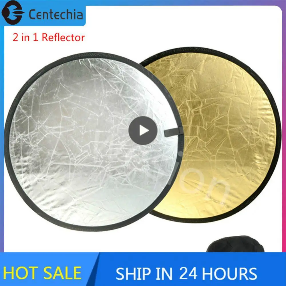Camllite 2 in 1 접이식 은빛 골든 스튜디오 카메라 플래시 포토 디스크 디퓨저 반사판, 60cm