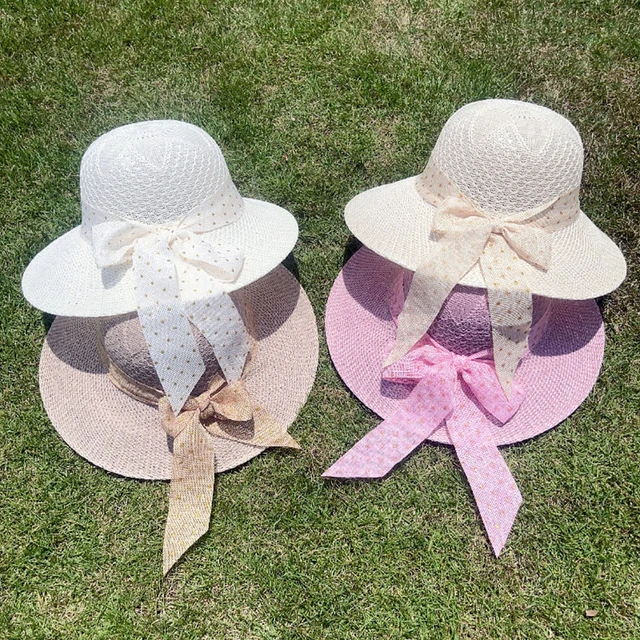 Summer Bowknot Ribbon Outdoor Sun Hats Girls Wide Brim Straw Hat Ladies  Panama Caps Sun Protection Hats For Women Sun Caps New - Sun Hats -  AliExpress