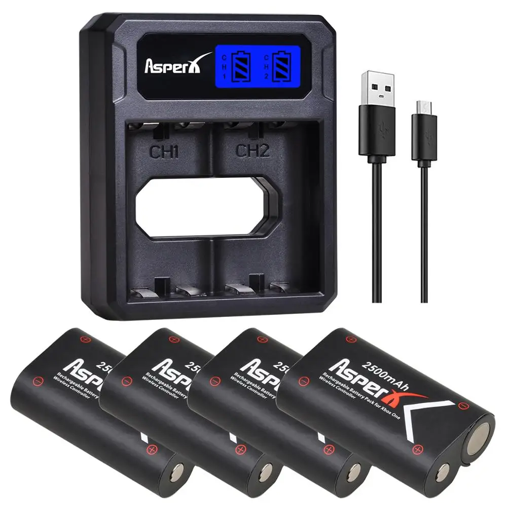 2500Mah Xbox One Bateria Batteria + Lcd Doppio Caricatore Usb Per Xbox One / Xbox One S/Xbox One X/Xbox One Elite Gamepad