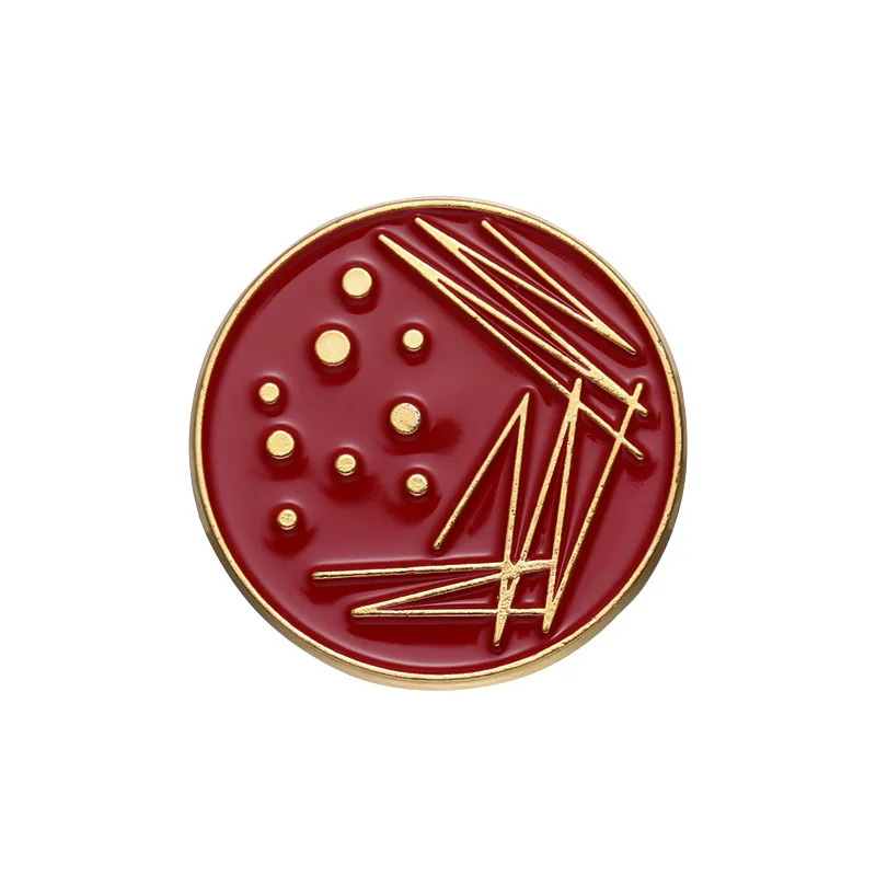 2023 New Magenta Geometric Round Spilla Line Wave Dot Dark Red Metal Emblem Badge Planet Gift All'Ingrosso