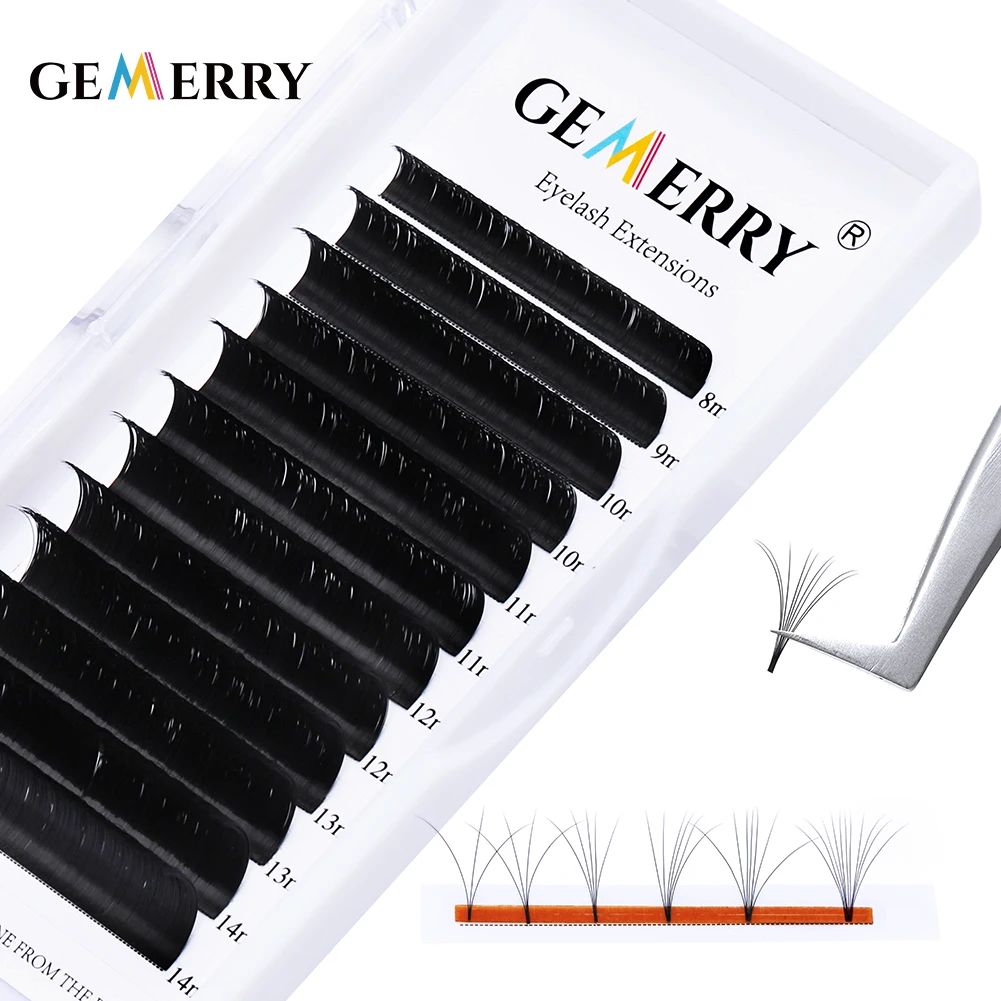 Gemerry Easy Fan Lashes Bloom Extension Ciglia Fioritura Fast Fan Self-Making Fans Volume Lashes Faux Mink Makeup Tool Supplies