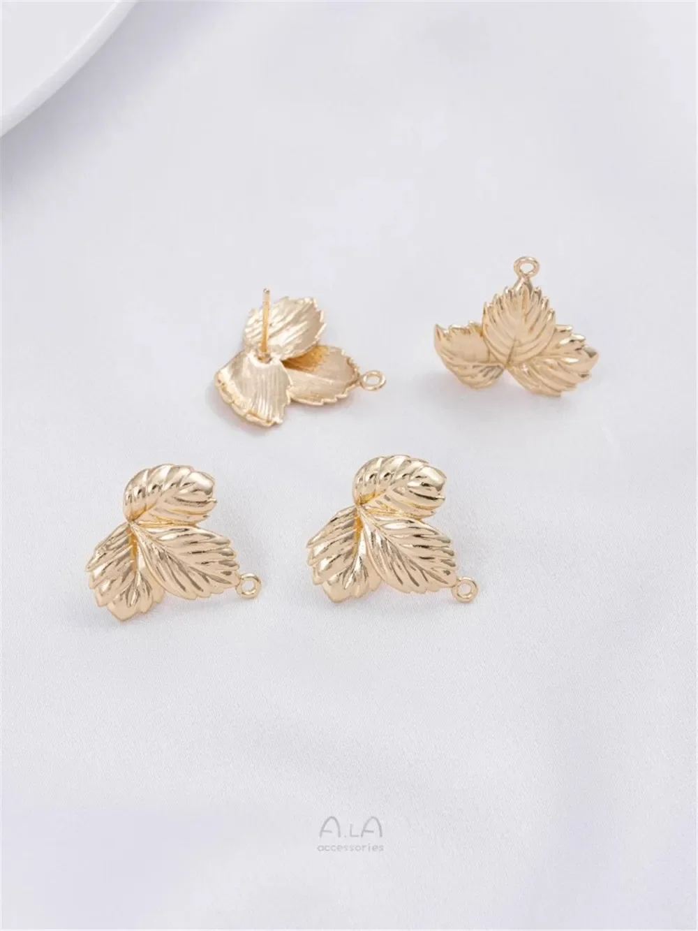 

14K Gold Wrapped with Hanging Rings, Leaf Earrings, 925 Silver Needles, Handcrafted Pearl Pendant Earrings, Ear Accessories E335