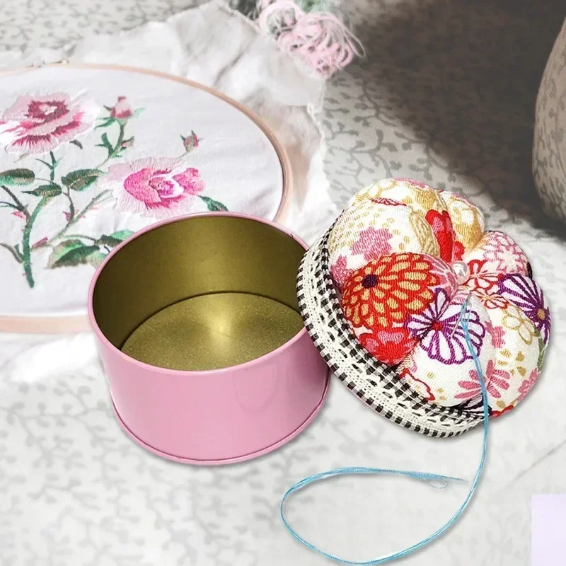 Pumpkin Needle Pin Cushion Sewing Access Round Needle Pin Pillow Storage Box Case DIY Craft Needlework Stitching Embroidery
