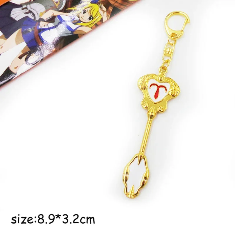 12 Types Anime Fairy Tail Lucy's Zodiac Metal Keychains Aries Gemini Sagittarius Leo Cosplay Costumes & Accessories anime keychain,mini sword keychain