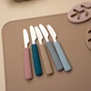 Baby Silicone Handle Stainless Steel Spoon Fork Knife Sets Toddler Safe Tableware Kids Easy Feeding Tools Training Dinnerware 3