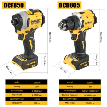 DeWalt DCF805 & DCD850 20V MAX Lithium - Ion Brushless Combo Kit - 2 - in - 1 Cordless Screwdriver & Impact Drill with Tool Bag 1
