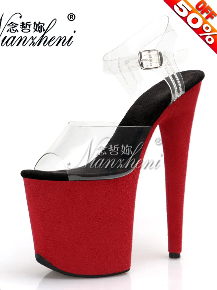 

20cm Stripper Heel Sexy Fetish Flock Peep Toe Bride Full Dress Nightclub Fashion Pole Dance Shoes Party Elegant Womens Model