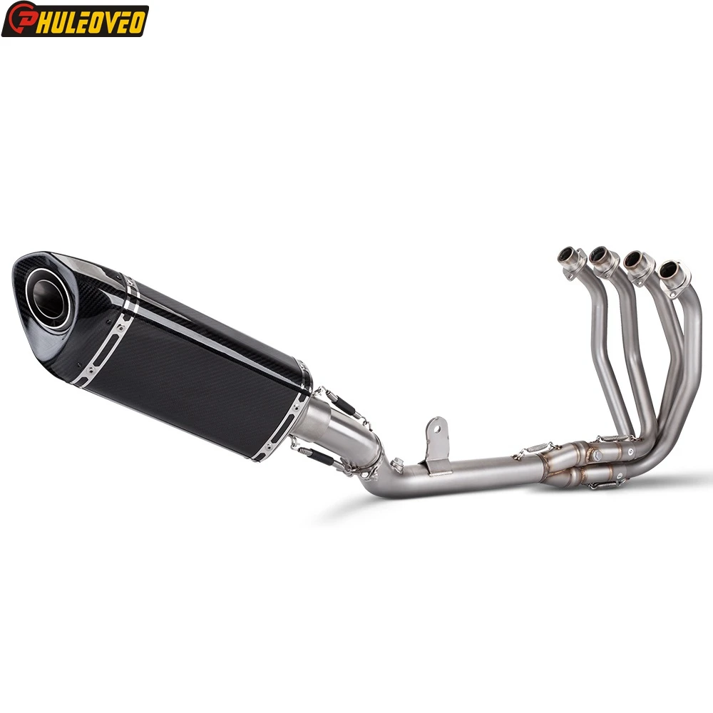 

For Kawasaki Ninja ZX-4R ZX-4RR ZX-4R SE 2023 Motorcycle Exhaust Full System With Manifold Collector Header Real Carbon Muffler