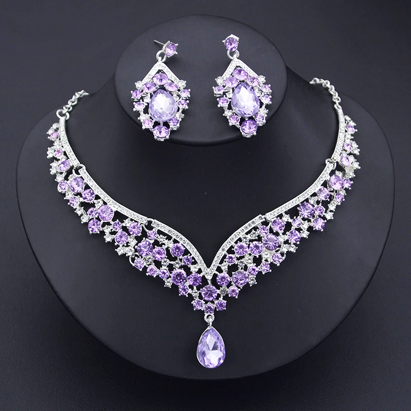 Ensemble Collier Et Boucles D'oreilles Mariée - Style Chute D'eau, Pierre, Neuf Avec étiquettes