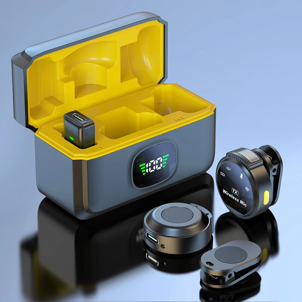 마그네틱 클립이 있는 무선 라발리에 라펠 마이크, 비디오 녹화용 iOS 인터페이스, 유튜브 브이로그 USB-C