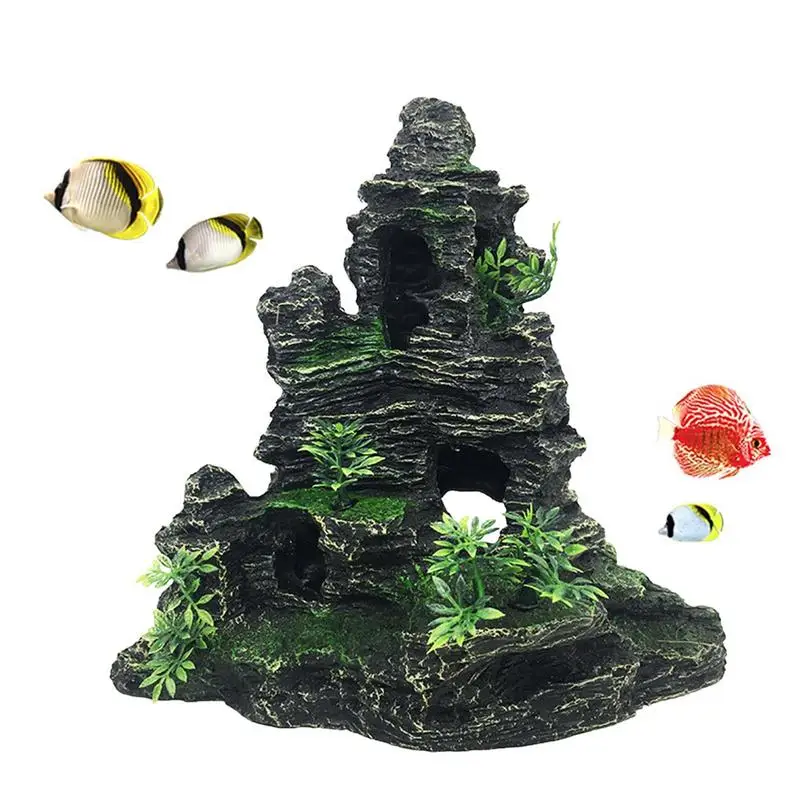

Aquarium Rockery Aquarium Mountain View Stone Resin Cave Decor Rock Hiding Cave Decor Simulation Small Fish Tank Rockery Cave