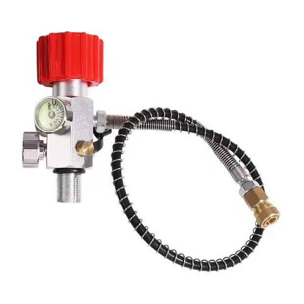 5/8-18UNF or M18*1.5 or 7/8-14UNF Paintball Fill Station Paintball pcp air Charging Valve Dual Gauge with 50cm Hose