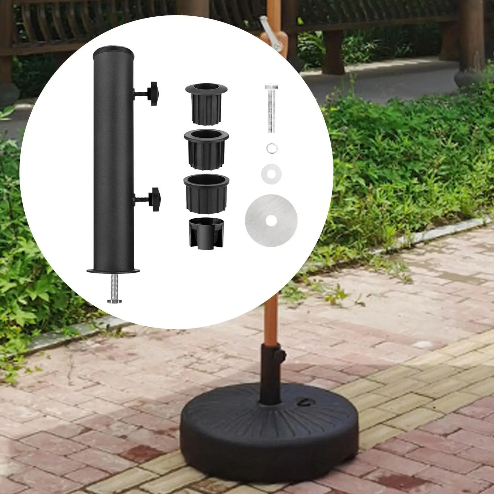 Umbrella Stand Tube Umbrella Stainless Steel Tube Base Marble Flag Pole Stake Heavy Duty for Beach Yard Outside Backyard Garden