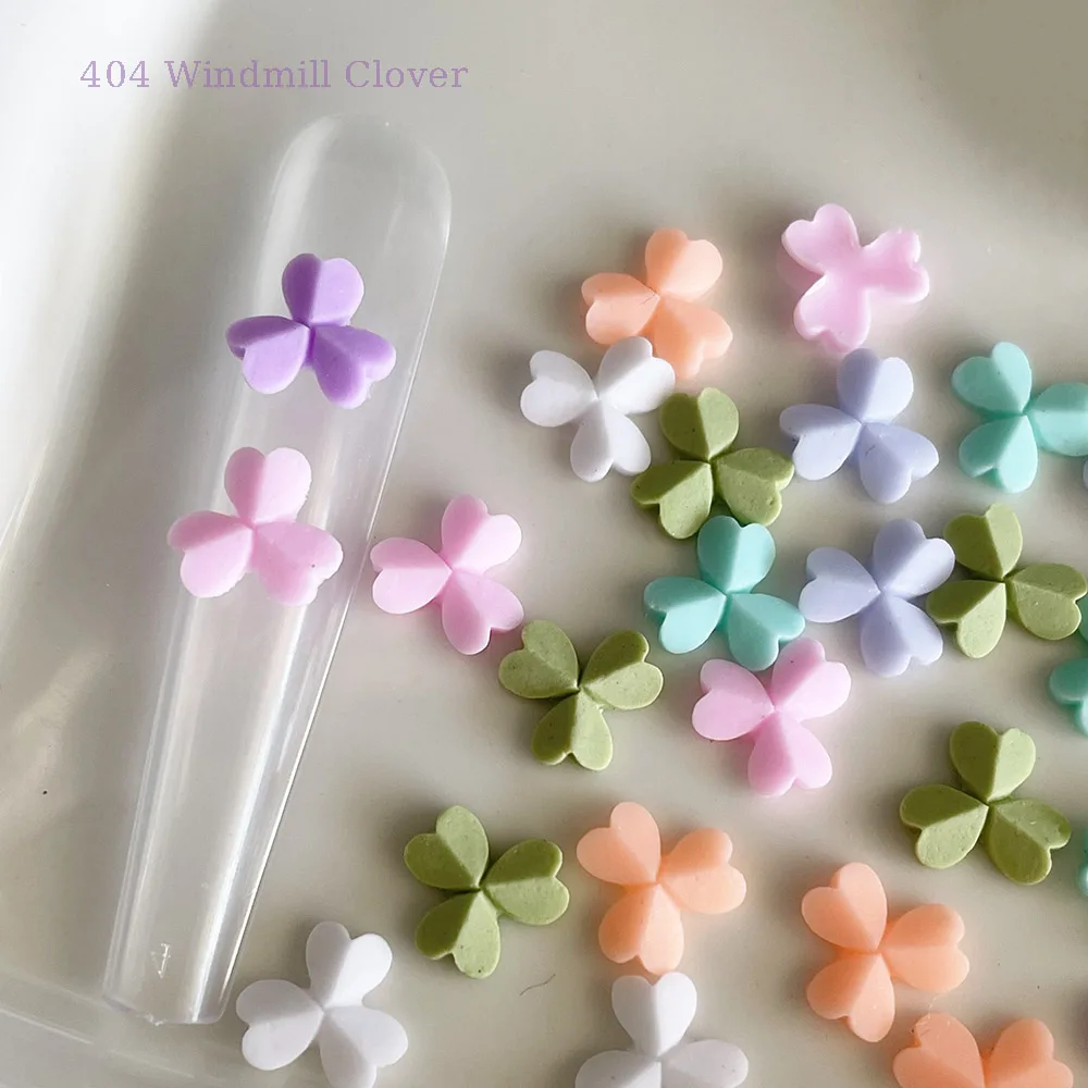 

-Windmill Clover- Spring Special Blossom Ornaments Mini Fun Flower Mix Colors White Lavender Nailfit Resin Adorn Accessories 404