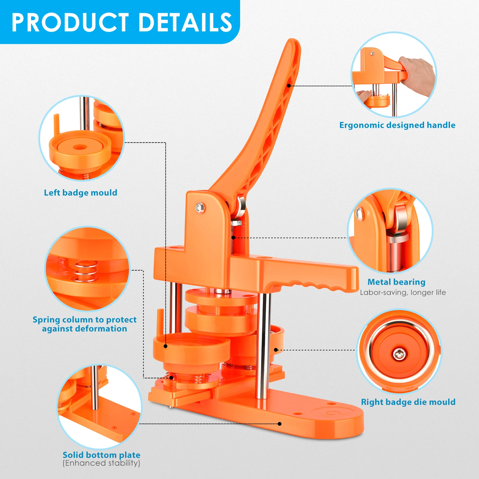25/32/58MM Badge Button Maker Machine Multiple-Size 300Pcs Button Parts+Circle Cutter+3 Mold DIY Badges Press Machine Set
