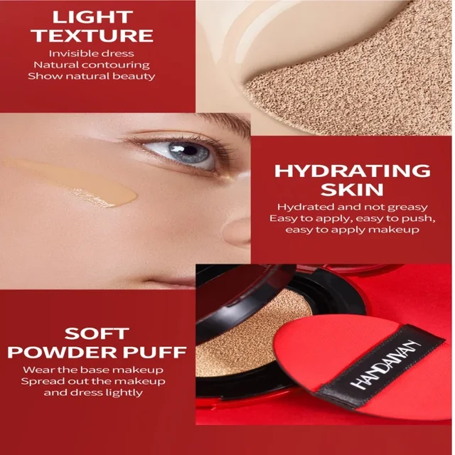 Korean Air Cushion Foundation - Light Natural Moisturizing Concealer Whitening Oil-Control Women's Long-lasting Makeup Base 2