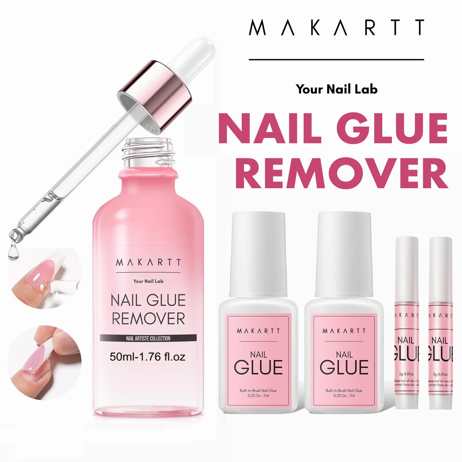 Makartt Super Strong Nail Glue and Glue Remover ,Quick Glue Debonder | Easy Removal with a Dropper Applicator For Press On Nails Makartt Super Strong Nail Glue and Glue Remover ,Quick Glue Debonder | Easy Removal with a Dropper Applicator For Press On Nails