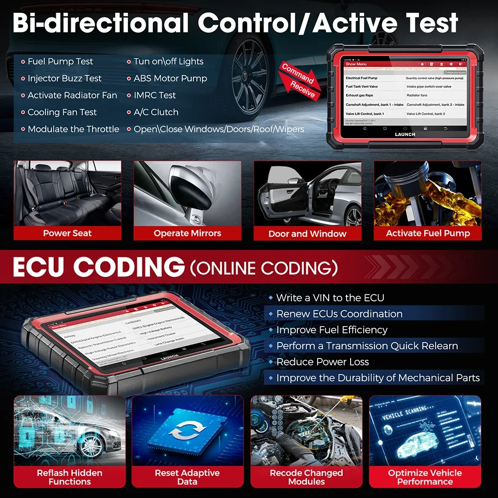 LAUNCH X431 PRO ELITE Autodiagnosetools Auto-OBD-OBD2-Scanner CAN FD/DOIP ECU-Codierung Bidirektionale Steuerung 31+ Reset – Detail 5