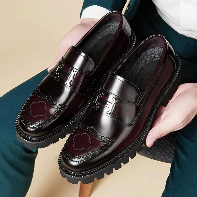 

Luxury Loafers Men PU Platform Slip-On Round Head Moccasins Leather Shoes Man Fashion Casual Business Party Formal Shoes 남자 신발