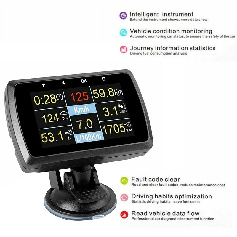New A501C Multi Functional Smart Car OBD HUD Digital Meter Fault Code Alarm Display Head-Up Display-A87U