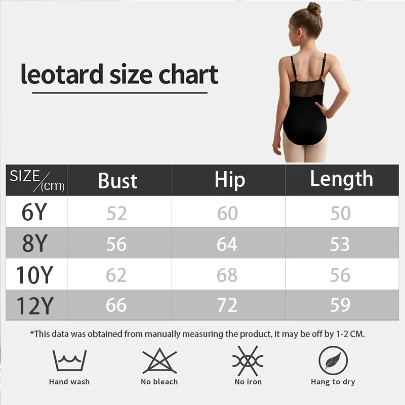 Mädchen Mesh Ärmelloses Ballett-Trikot für Gymnastik und Tanz mit Verstellbaren Trägern – Detail 1