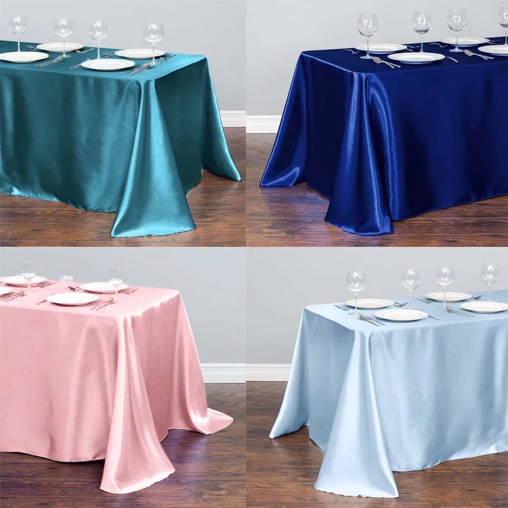 

145x275cm Rectangle Tablecloth Wedding Table Cover for Restaurant Banquet Anniversary Party Dining Satin Table Cloth Decoration