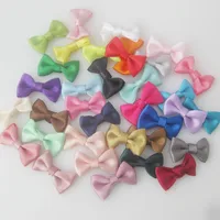 50Pcs 2CM long Line Shape Small Bows Satin Ribbon Knotted 35 Colors Cute Bowtie Clothes Headwear Ornament