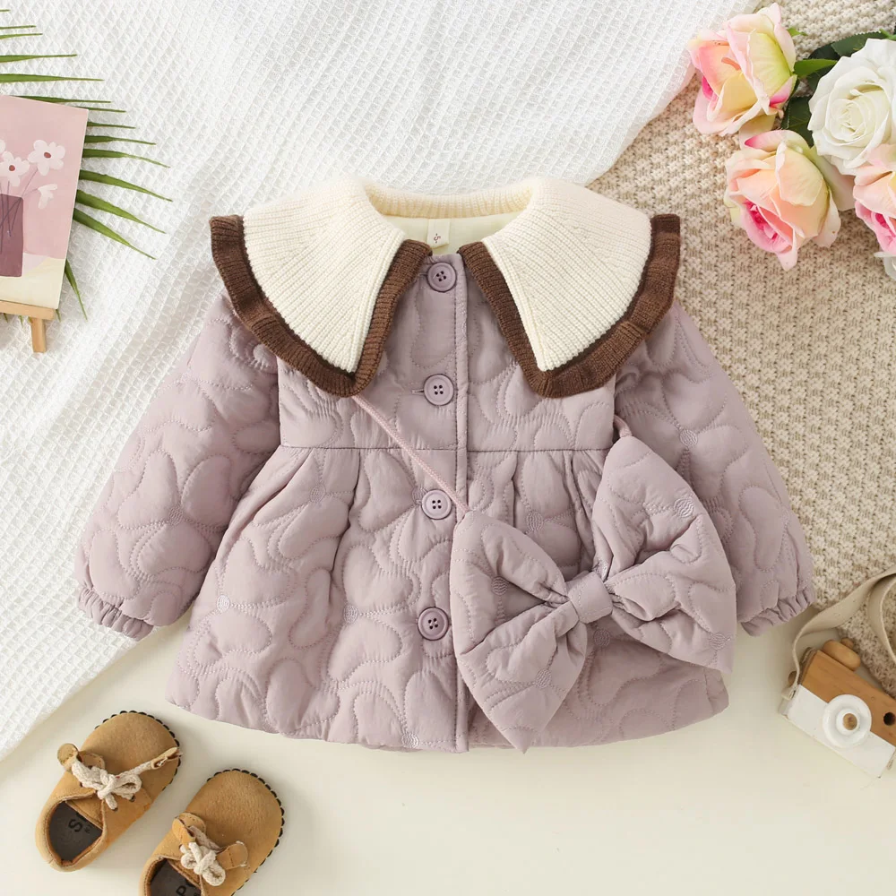 Girls' Cotton Jacket For Autumn And Winter With Thick Collar And Cotton Jacket Winter Clothes Free Bag