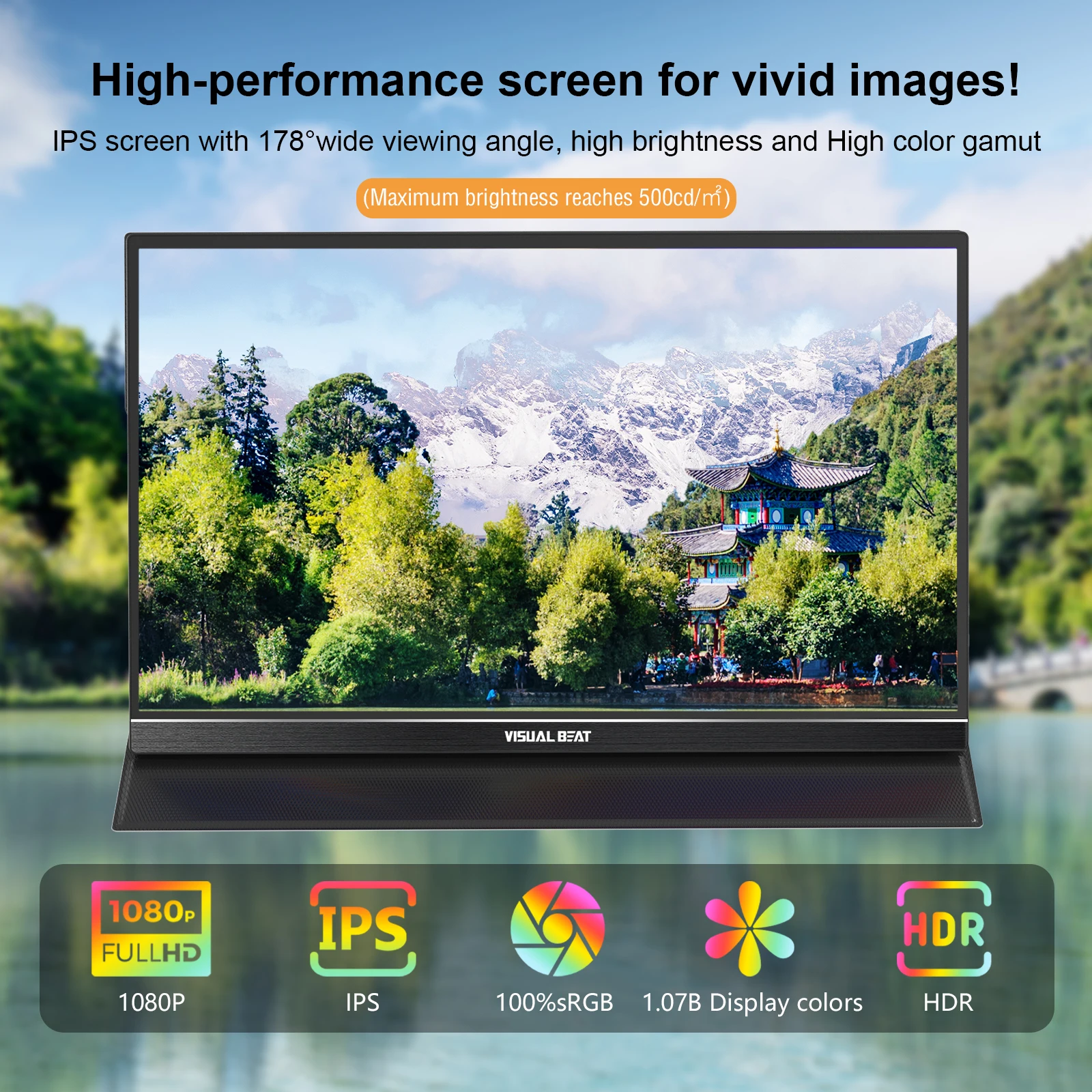 15.6 ġ ġ ũ ޴ , Ʈ PC Mac, FHD 1080P IPS HDR, USB C Ÿ HDMI LCD ǻ ÷