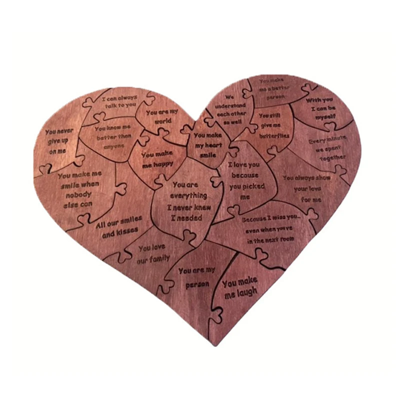 Valentine's Day Love Puzzle Anniversary Gift Wooden Love You 20 Reasons Puzzle Adult Gift