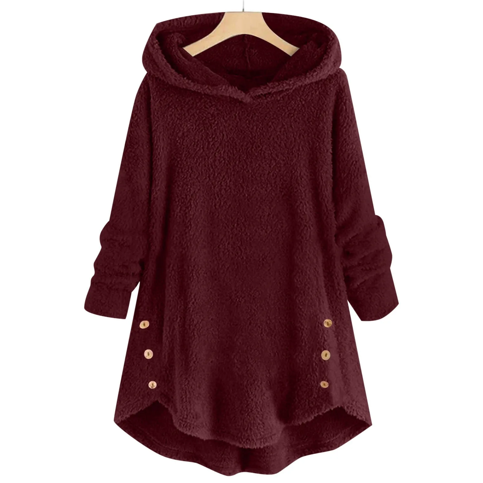 

Fluffy Hoodie For Women'S Plus Size Casual Solid Color Plush Sweatshirt Hoodie Loose Blouse Warm Coat Female Clothes Lounge Wear