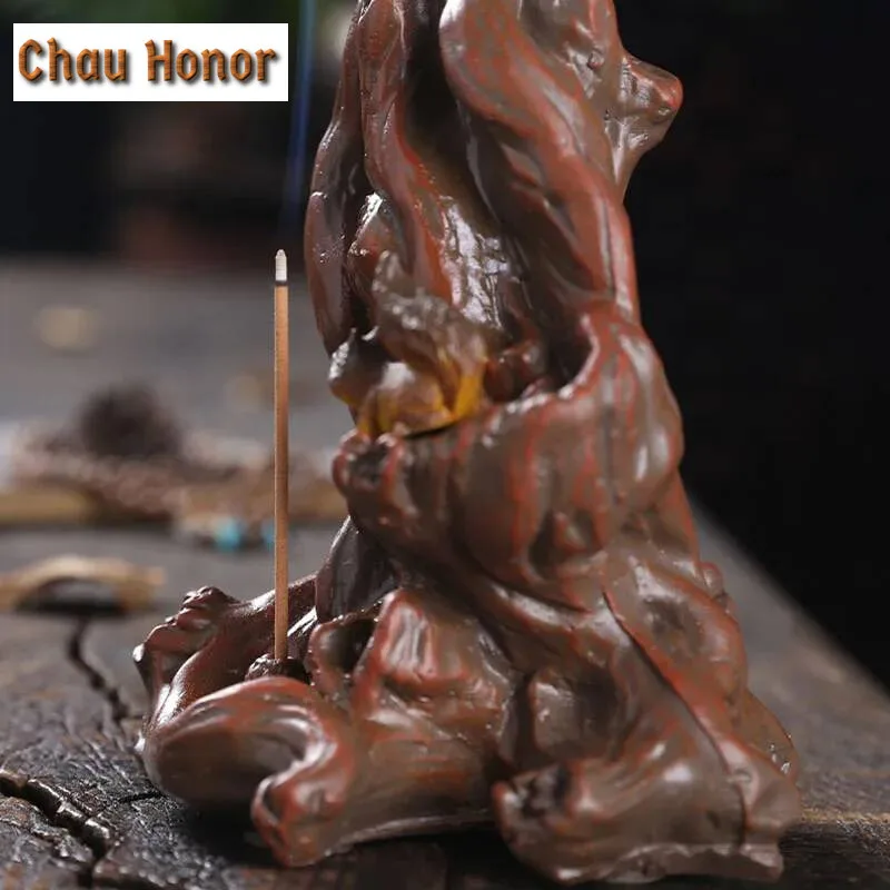 Creative Squirrel Resin Smoke Waterfall Incense Burner Tree Root Incense Burner Holder Censer Aromatherapy Home Decor Accessarie