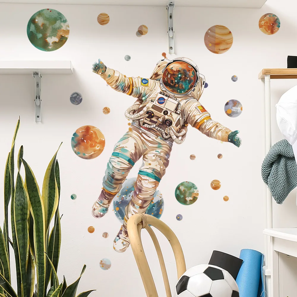 Cartoon Dream Astronaut Planet Wall Stickers Kids Room Background Decor Decals Baby Bedroom Home Decoration Self-adhesive Mural wall stickers,luminous wall stickers,vinyl decal stickers,children room decoration