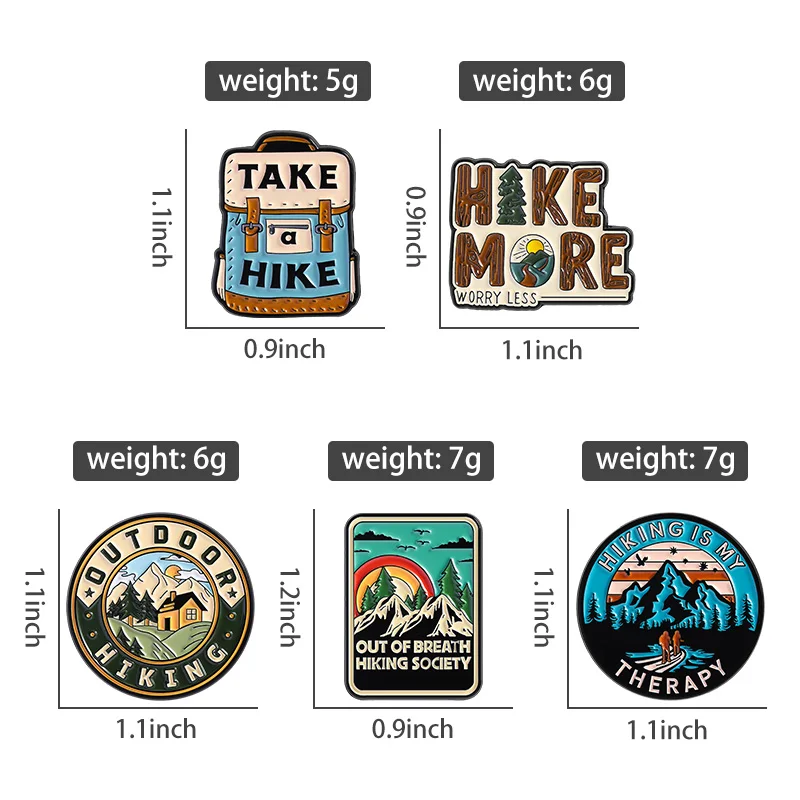 Outdoor-Kollektion: Emaille-Pins, Wander-Broschen, Bigfoot-Kameras, Broschen mit Seen- und Berglandschaften, Abzeichen, Rucksack-Schmuck für Freunde – Detail 6