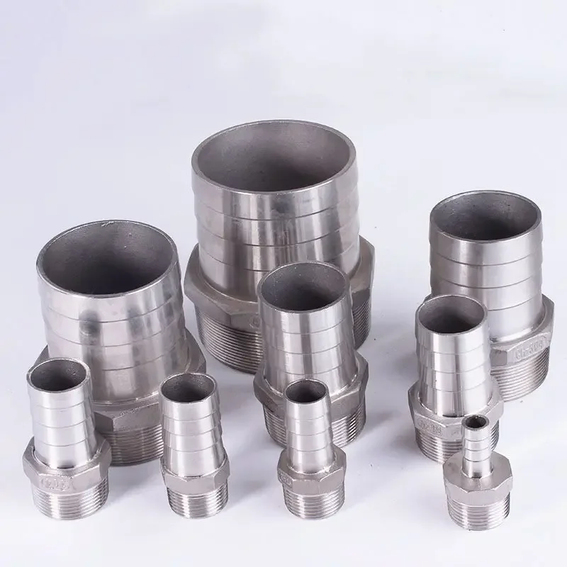 Pipe Fitting 1/8" 1/4" 3/8" 1/2" 3/4" 1" BSPT Male 6 8 10 12 13 15 16 19 20 25 32mm Hose Barb Connector 304 Stainless Steel Hosetail Coupler
