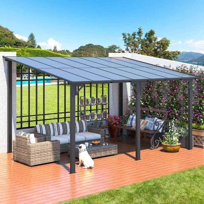 14' x 10' Hard Top Lean-to Gazebo for Patio 1
