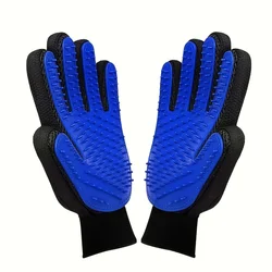 Pet Grooming & Massage Glove Set - Hair Removal & Grooming Solution (Blue)