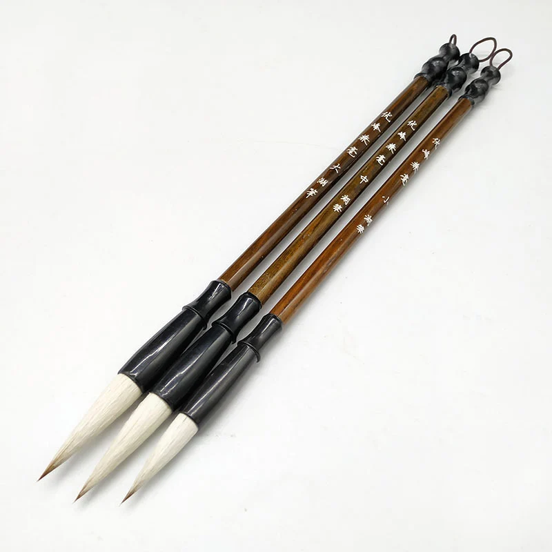 3-teiliges Bambus-Schreibpinsel-Set mit Wiesel-Wollhaar, traditionelles chinesisches Kalligraphie-Pinsel-Set zum Malen, Zeichnen, Festival, Couplets – Detail 3