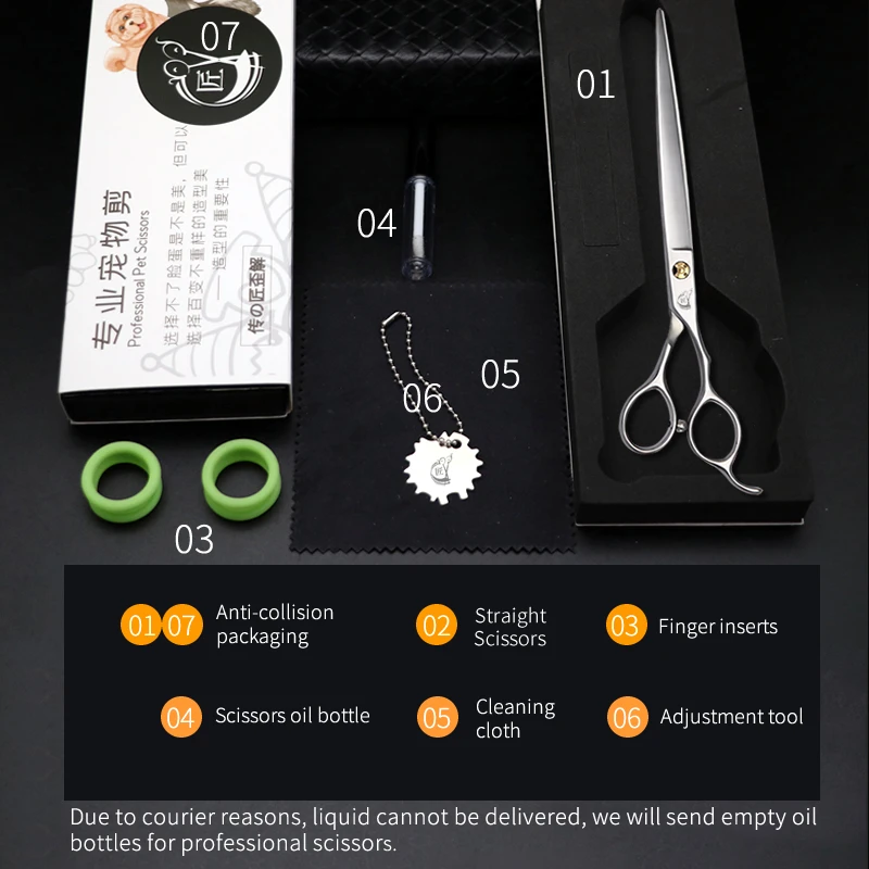 Dog Grooming Scissors Pet Cutting Scissors 7.0 7.5 Inch Japan VG10 Professional Supplies Teddy Dog Hair Grooming Shear