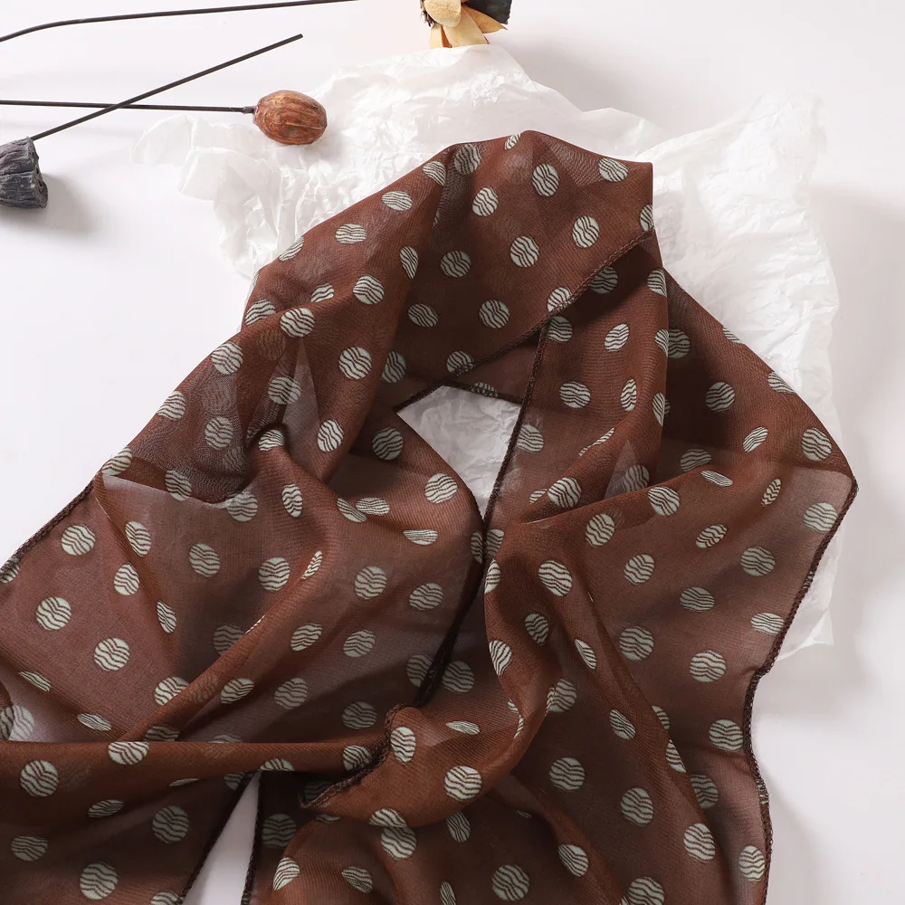 Long Polka Dot Silk Scarf Women's Print Relaxed Sense Streamer 2025 Spring and Summer All Decorative Scarf Temperament Headband
