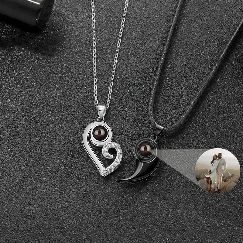 Personalized Projection Custom Photo Necklace for Women- Heart Pendant Necklace- Memorial Photo Necklace- Couple Gift Jewelry