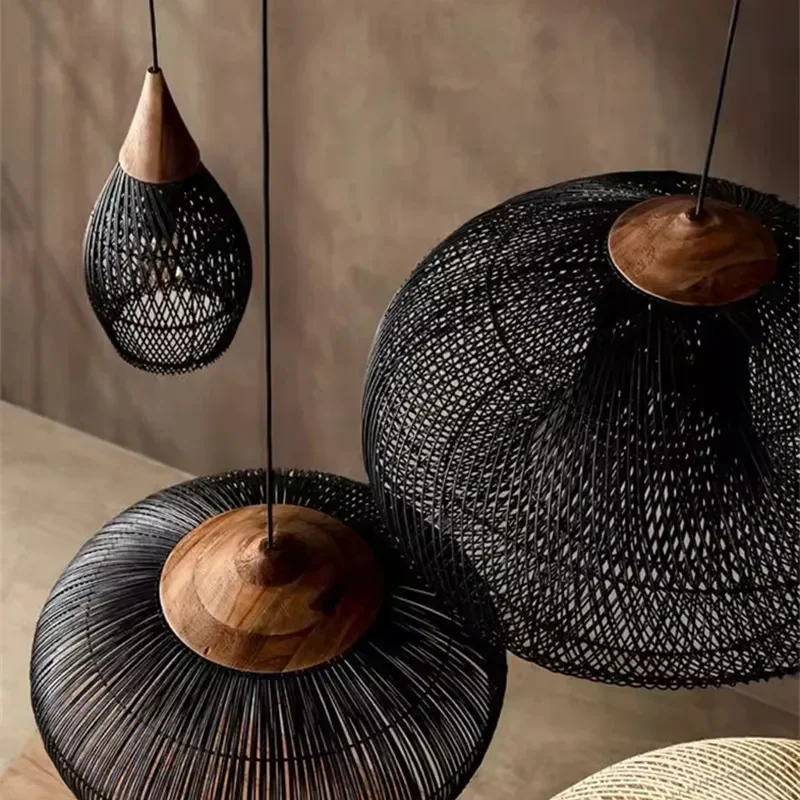 BUHA HARP Pendant Lamps Vintage handmade rattan lamp japanes