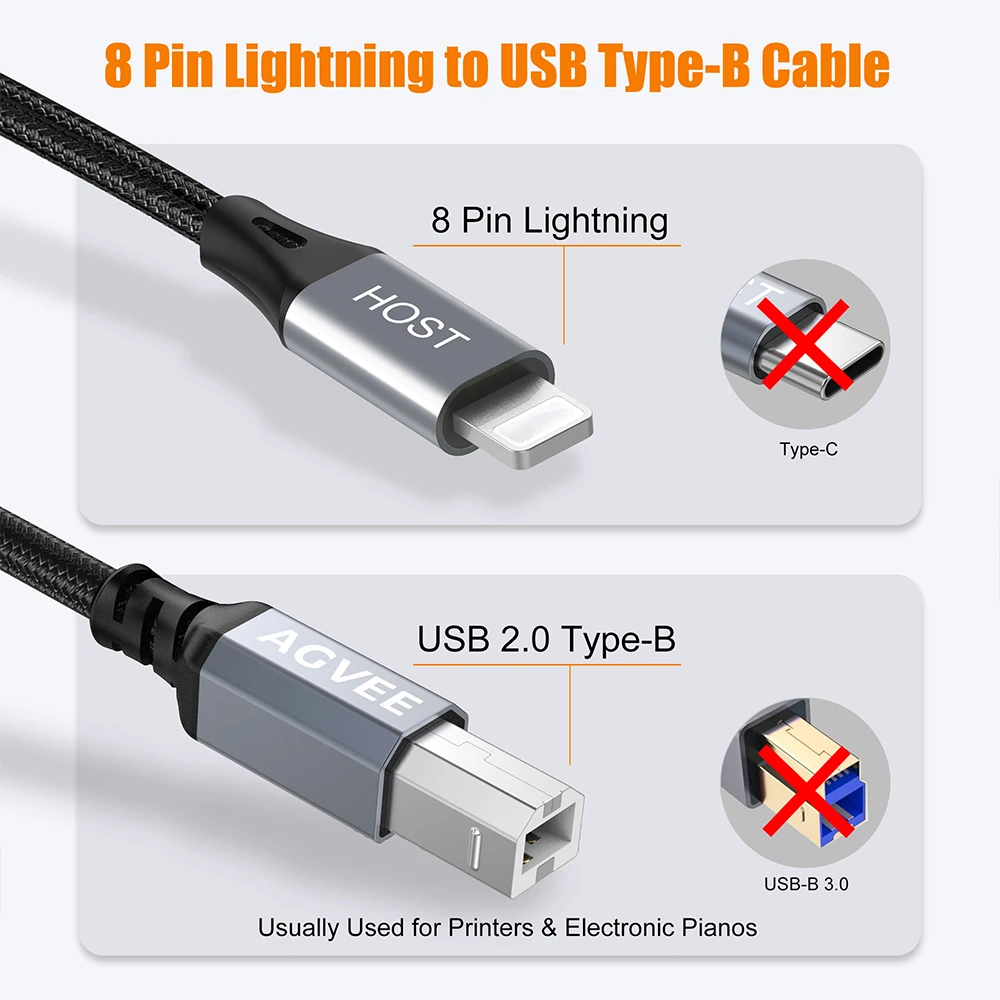 optical audio cable For lightning to usb b cable USB 2.0 Type B to Midi Cable OTG for iOS Devices to Midi Controller Electronic Music Instrument optical sound cable