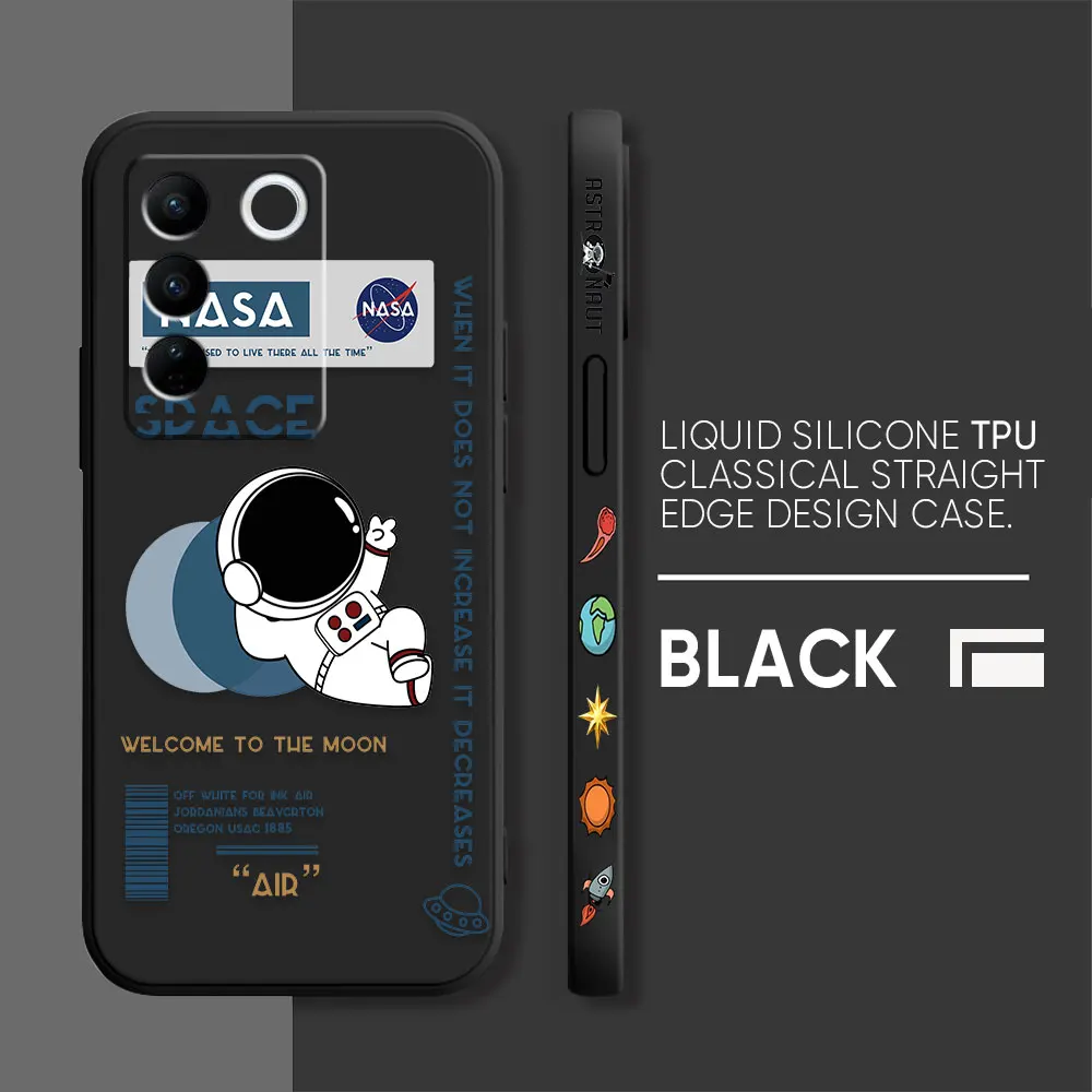 thumbnail image 1 of Case For VIVO S5 S6 S7 S9 S10 S15 S16 S16E T1 V15 V20 V23 PRO 5G Simple Liquid Silicone Case Funny Astronaut Spacewalk, 1 of 5