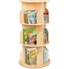 Kids Rotating Bookshelf, Small Corner Bookshelf for Small Space, 360° Display Floor Standing Bookshelf Storage Rack, Wood 4