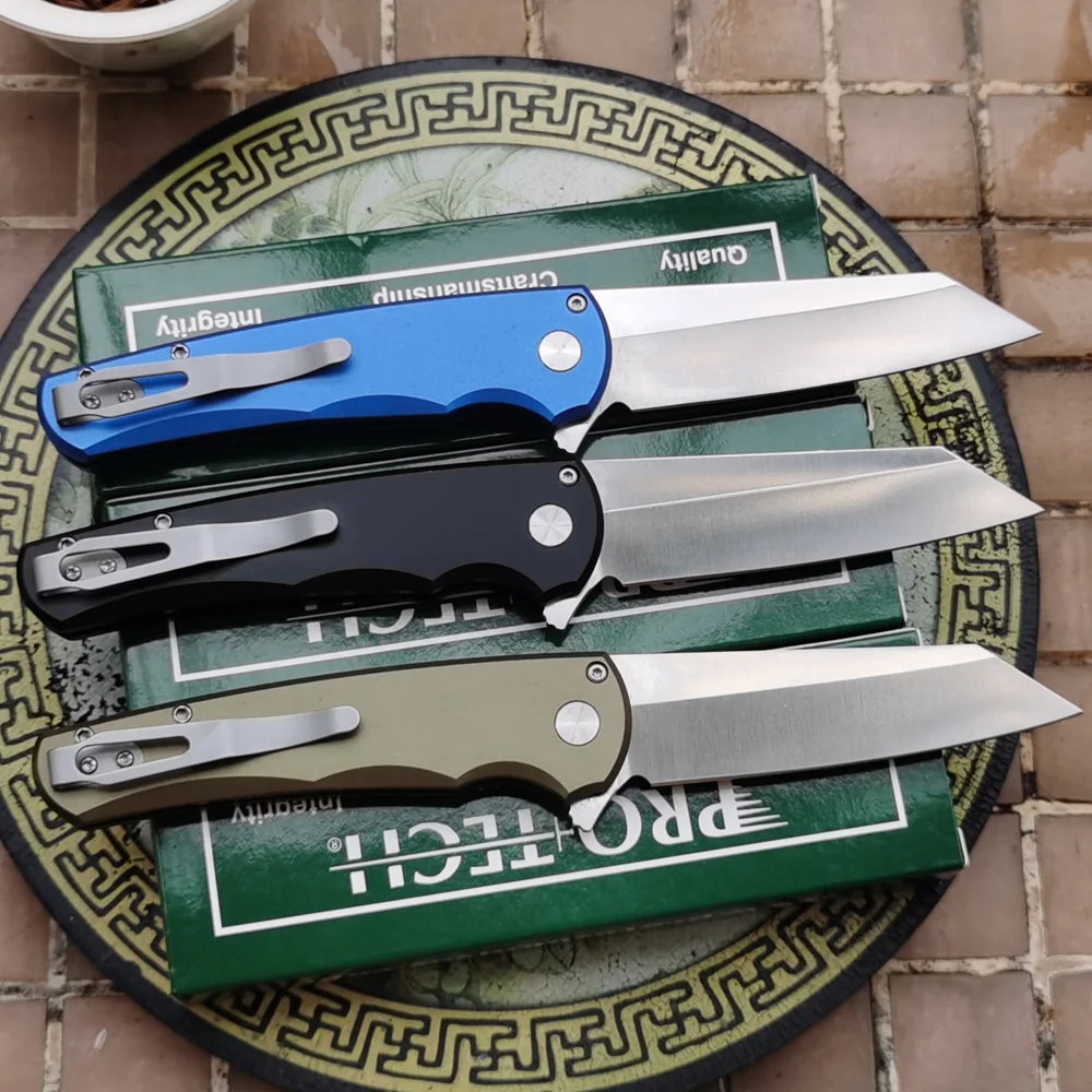 ProTech Malibu Reverse Tanto Ball Bearings Flipper Mark 20CV Aluminum Handle Camping Hunt Survival EDC Pocket Tool Folding Knife