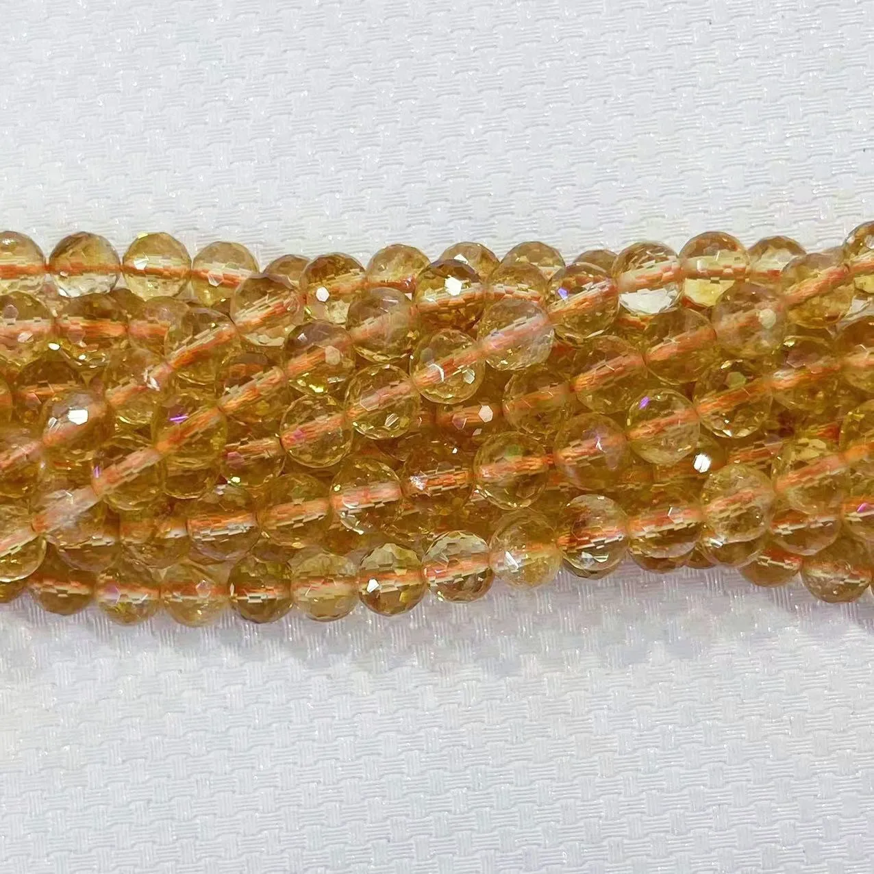 Pure Natural Citrine Stone Round Faceted Beads 6/8/10MM Loose Spacer Yellow Crystal Gem For DIY Jewelry Making Necklace Bracelet